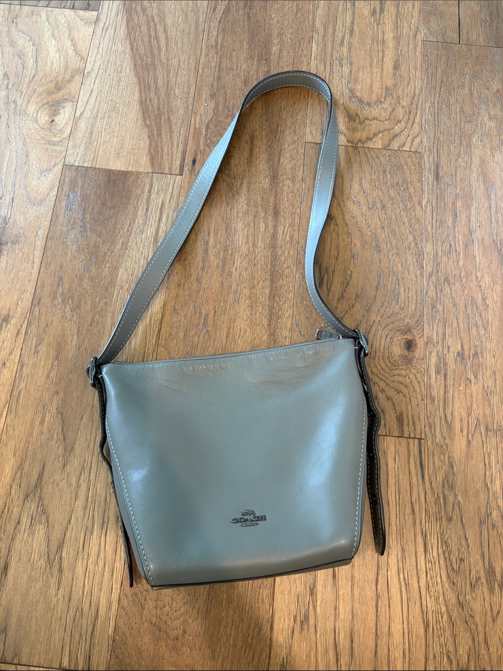 Coach Leather Messenger Bag in Light Gray